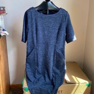 Covington dress spring casual. Elbow sleeve dress in Navy Spackle